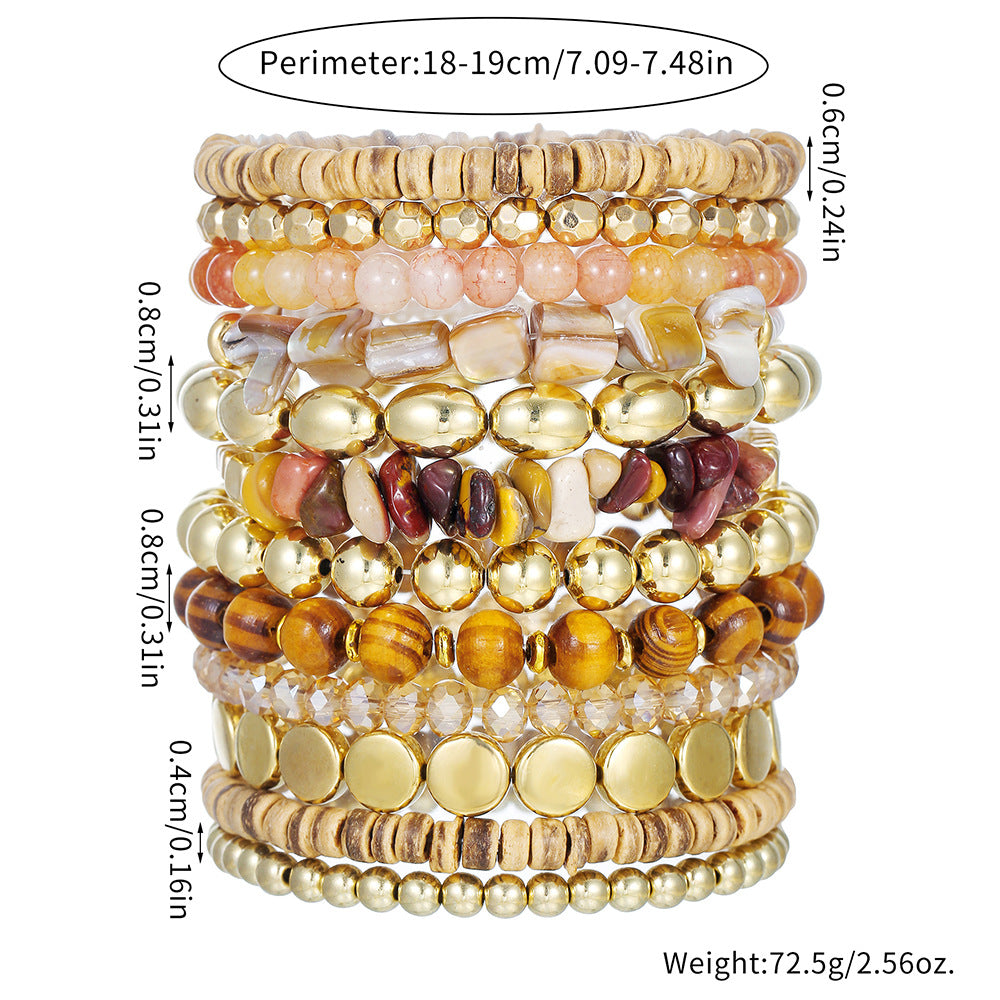 Wholesale Vintage 12-piece Bohemian handmade beaded bracelet set